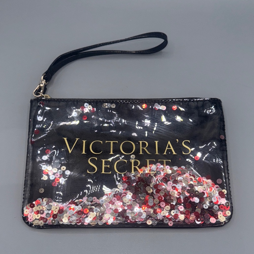 NWOT Victoria's Secret Black and Pink Sequin Wristlet